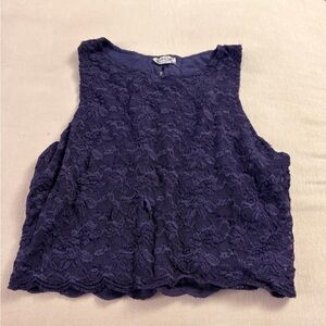 Free People Navy Lace Crop Top